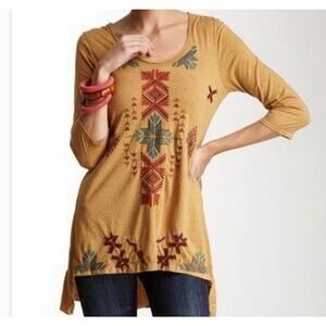 Johnny Was JWLA Tunic Top Women Size S Embroidered Southwest Aztec Boho Western